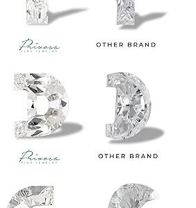 PRIVOSA Initial Necklaces for Women - 14k White Gold and Lab Grown Diamond Charm - Dainty Letter Necklace with Silver Chain - Alphabet A-Z Personalized Monogram Name Necklaces for Women Jewelry Gifts for Her