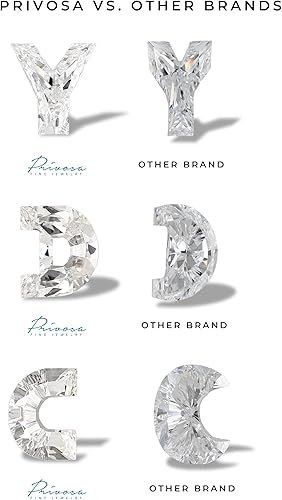 PRIVOSA Initial Necklaces for Women - 14k White Gold and Lab Grown Diamond Charm - Dainty Letter Necklace with Silver Chain - Alphabet A-Z Personalized Monogram Name Necklaces for Women Jewelry Gifts for Her