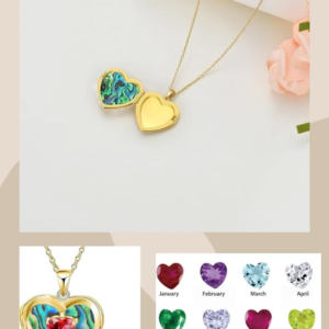 10K 14K 18K Solid Gold Photo Locket Mother Necklace with 1-6 Birthstone, Personalized Mom Name Heart Locket Necklace That Holds Pictures Jewelry Gifts for Women, Mother's Day