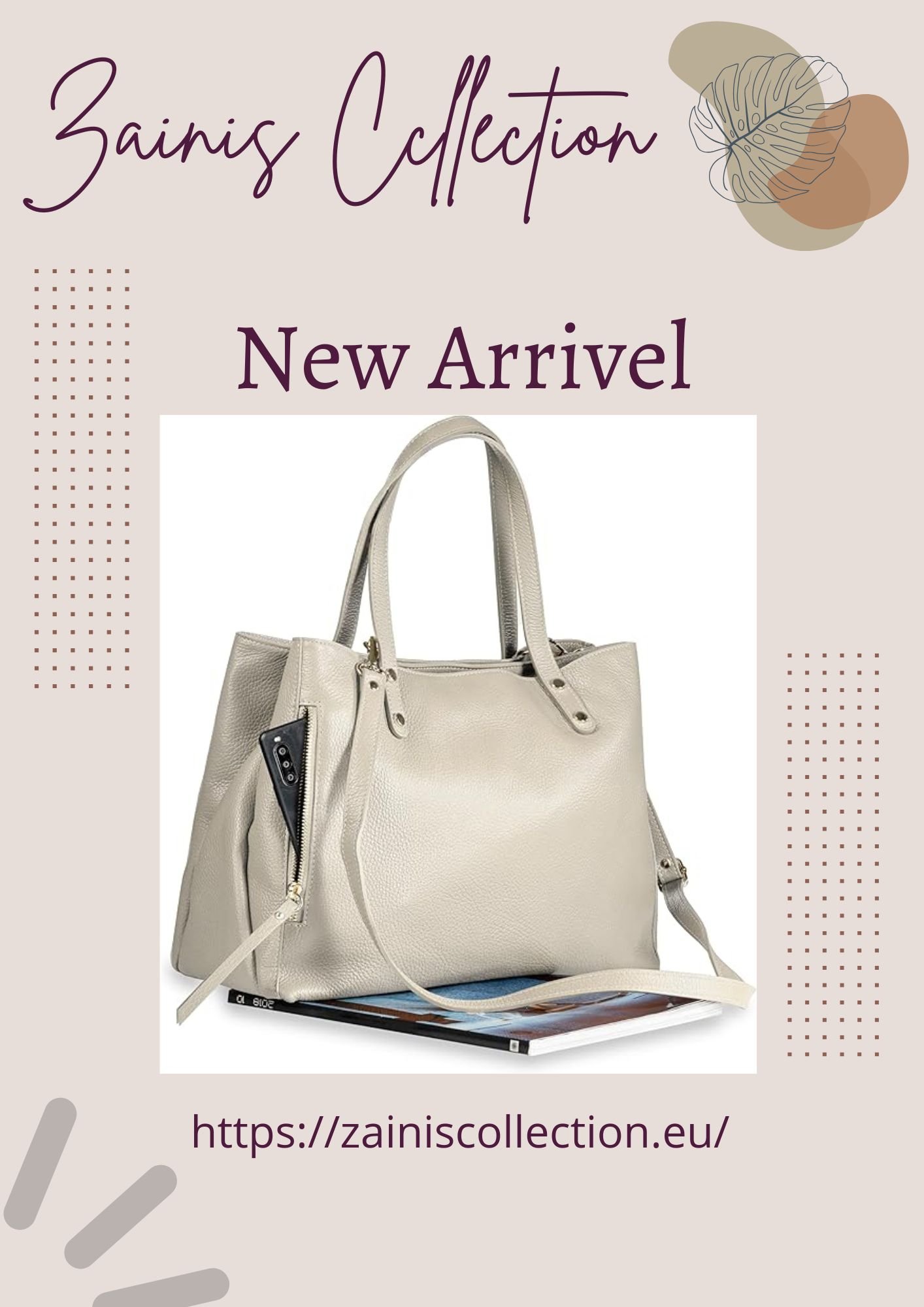 Baroncelli Italian Leather Tote Bag for Women - Pebbled Genuine Leather Large Handbag with Zipper - Made in Italy