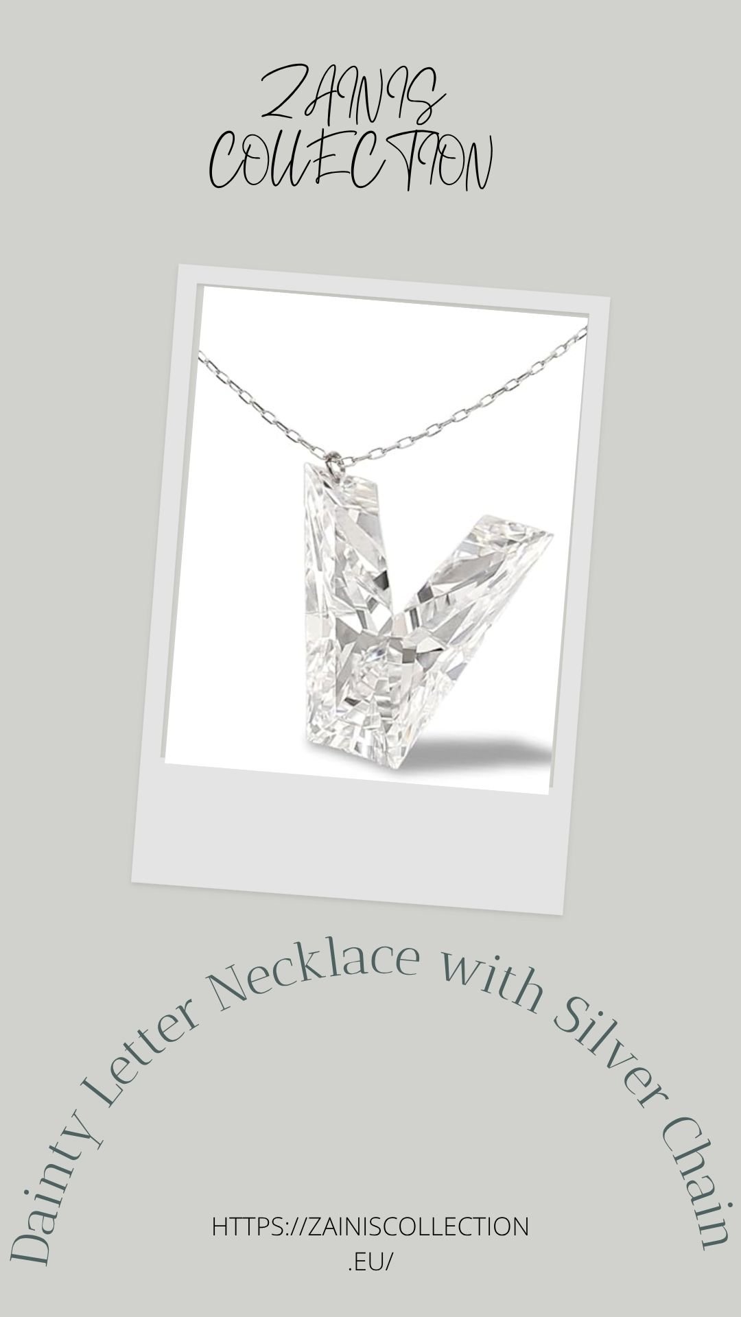 PRIVOSA Initial Necklaces for Women - 14k White Gold and Lab Grown Diamond Charm - Dainty Letter Necklace with Silver Chain - Alphabet A-Z Personalized Monogram Name Necklaces for Women Jewelry Gifts for Her