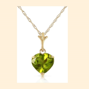 Galaxy Gold 14K Solid Gold Natural Peridot Heart-Shaped Pendant Necklace for Women - Yellow Gold Fine Jewelry