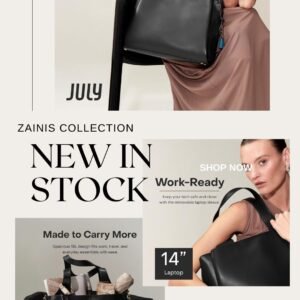 July Juliette Soft Work Tote - Tote Bag for Women with Laptop Sleeve, Detachable Crossbody Strap, Pass-Through Band, Drink Bottle Holder, Modern Tote Bag for Work & Travel, 18L - Black