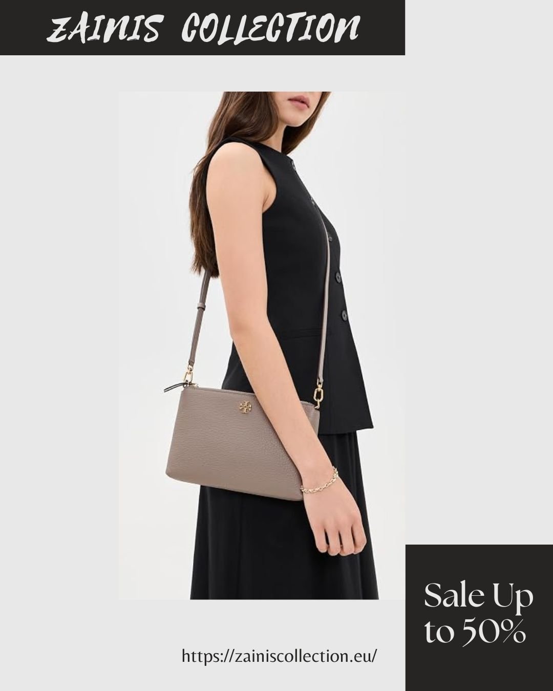Tory Burch Mercer pebbled leather wallet crossbody bag in Gray Heron for women one size