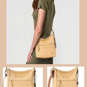 The Sak Lucia premium leather crossbody purse with zipper for women in brown