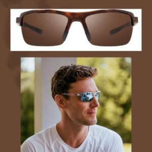 Revo Crux N polarized semi-rimless rectangle wrap sunglasses with UV protection for men and women