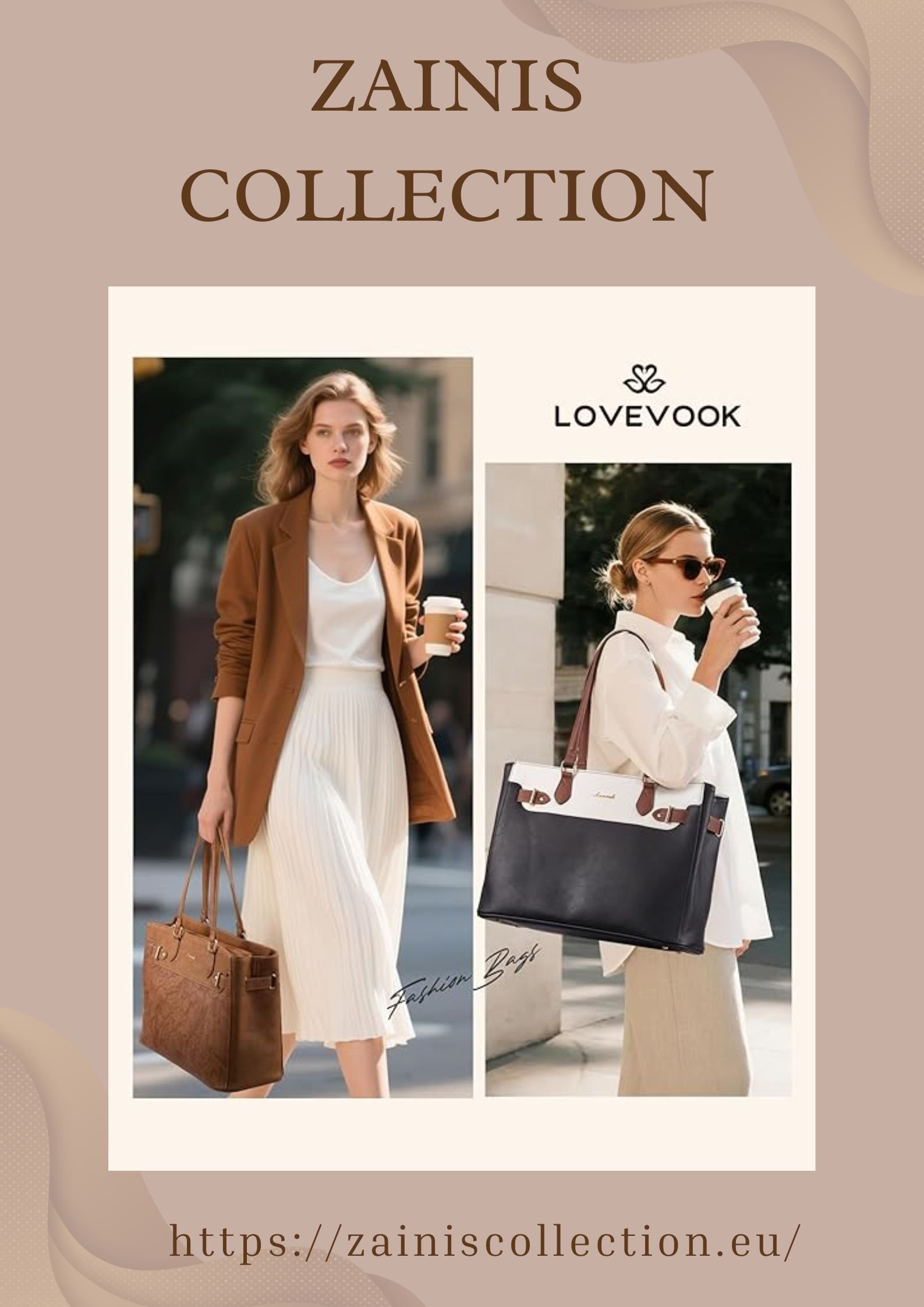 LOVEVOOK waterproof leather laptop tote bag for women with large cup holder for work, office, and teacher use