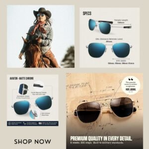 Randolph Eyewear aviator sunglasses matte chrome frame with UV protection for men and women