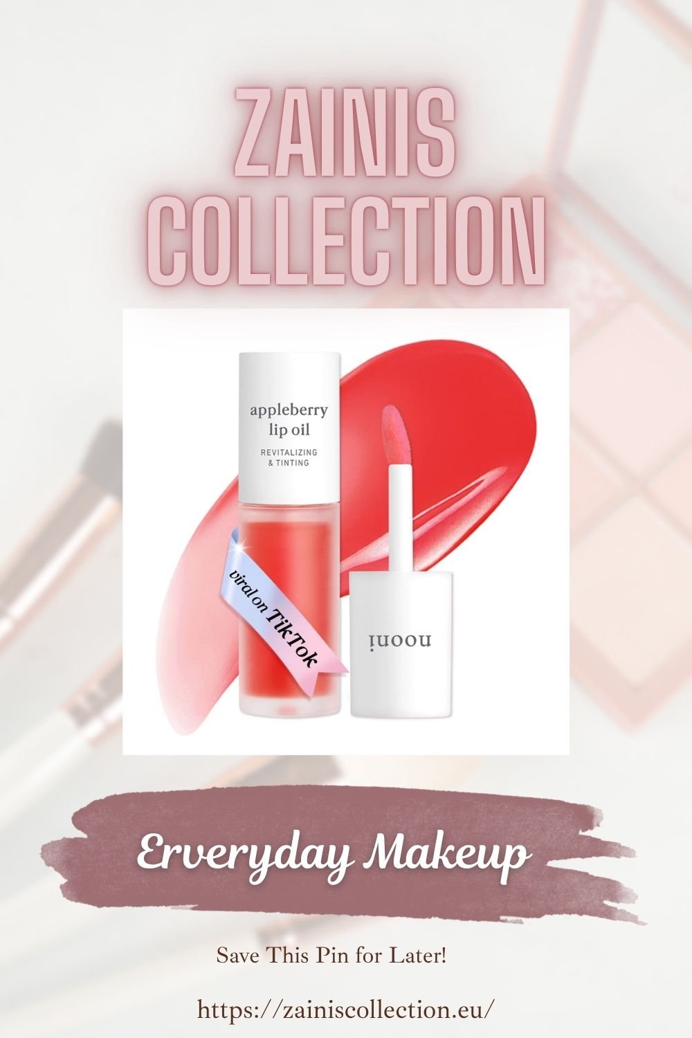 NOONI Korean Lip Oil Apple berry hydrating lip stain with moisturizing, plumping, waterproof formula for dry lips